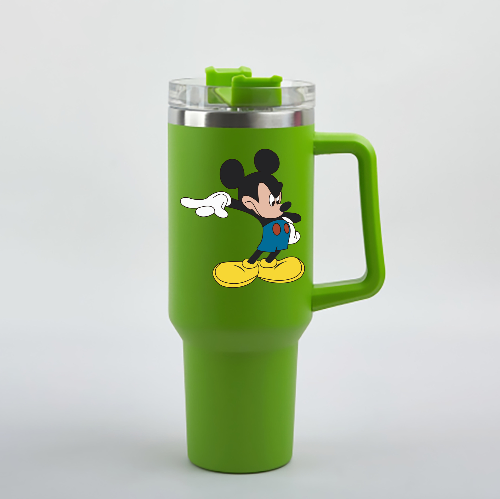（画像用） ミッキーマウス Mickey Mouse 1200mL車用タンブラー - クリスタルステッカー（プラスチックストロー付き）